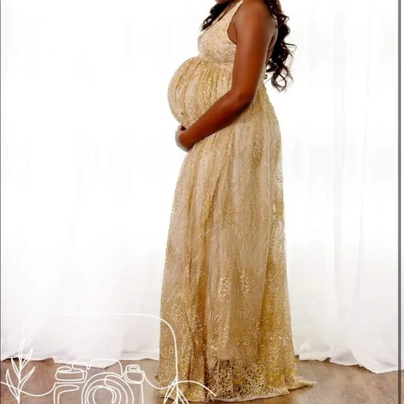 Dresses | Ivory And Gold Maternity Dress | Poshmark